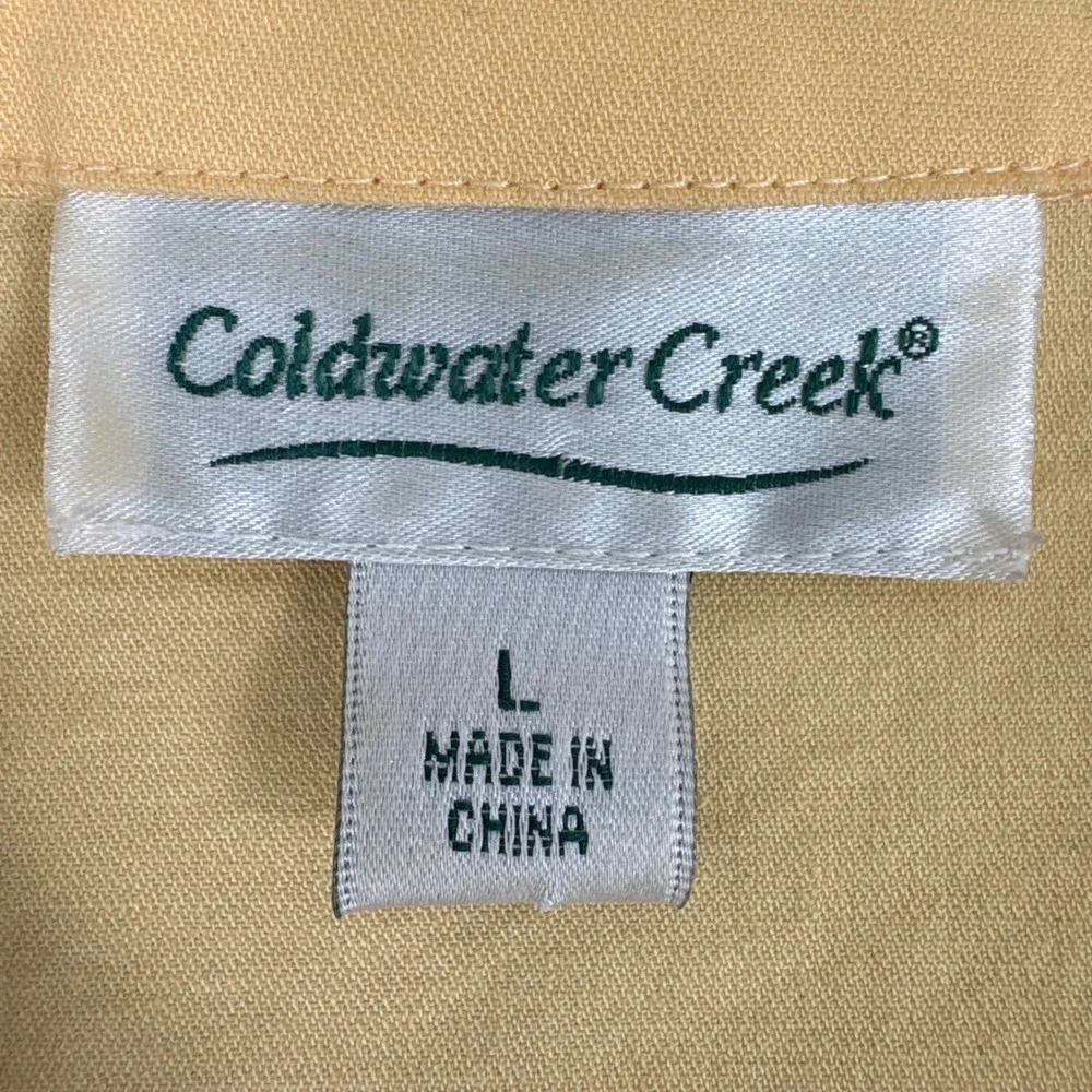 Coldwater Creek Womens Yellow Mandarin Collar 3/4‎ Sleeve Button Front Jacket L